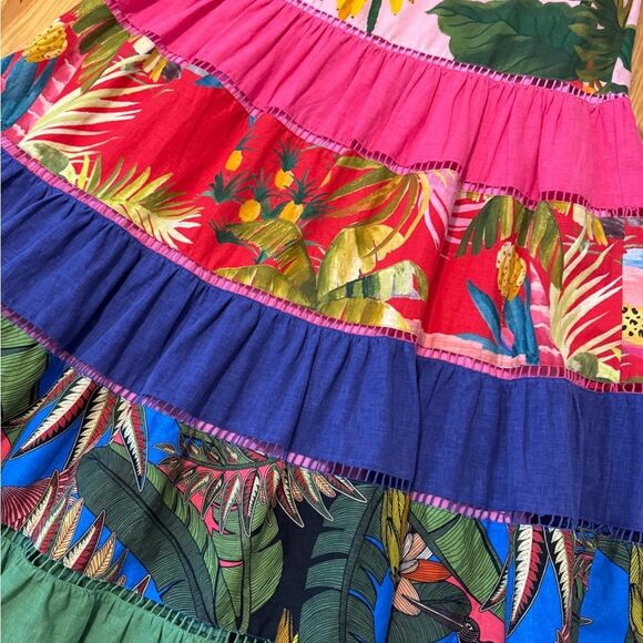 Farm Rio Rainbow Mixed Prints Maxi Dress Women’s Size Small Colorful Tropical - Picture 5 of 14